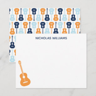 Gitaar Muzieknote Kaart Blauw en Oranje Notitiekaartje