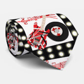 Gitaar Muzieknoten en Record Print Stropdas (Opgerold)