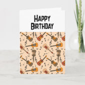 Gitaar Muzieknoten Pattern Verjaardag Kaart (Voorkant)