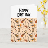 Gitaar Muzieknoten Pattern Verjaardag Kaart (Gele Bloem)