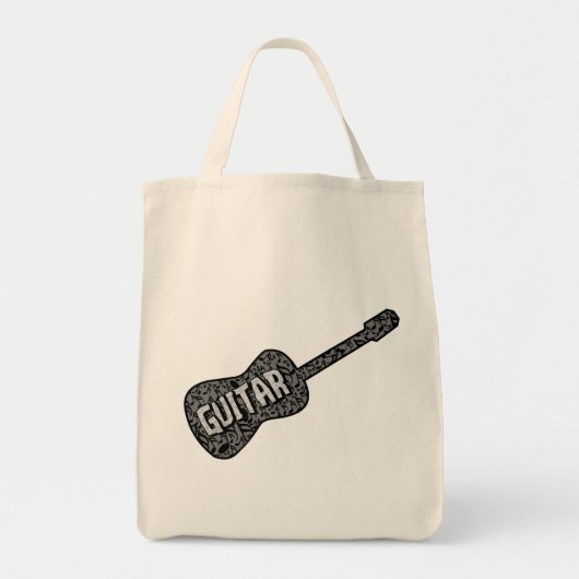 Gitaar Muzieknoten Tekst Tote Bag (Voorkant)