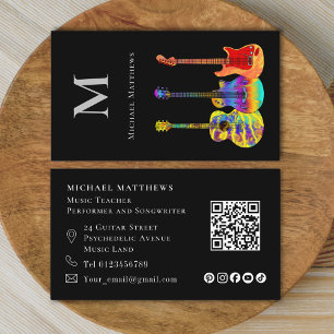 Gitaar Muziekonderwijzer Muzikant QR Code Sociale  Visitekaartje