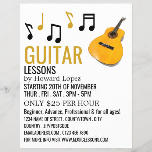 Gitaar Noten, Gitaarlessen Reclame Flyer