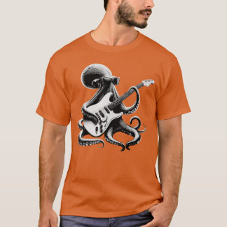 Gitaar Octopus Nieuwigheid Rock Muziek Band Concer T-shirt