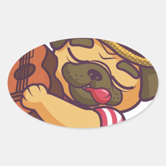 gitaar ovale sticker (Voorkant)