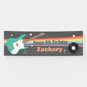 Gitaar Regenboog Rockster Verjaardagsfeest Banner