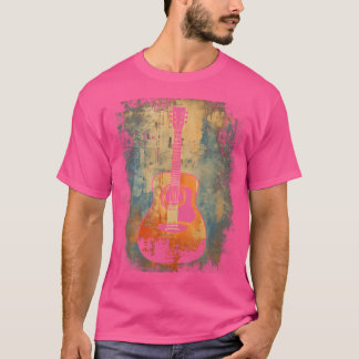 Gitaar Retro Distressed Akoestische Gitaar Graphic T-shirt