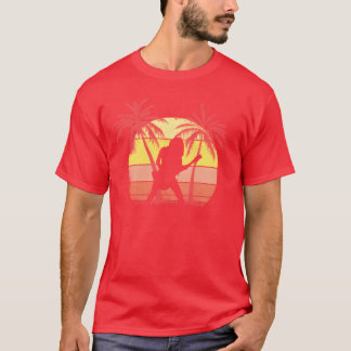 Gitaar Rock Meisje Zomer Zonsondergang 80s Palm re T-shirt