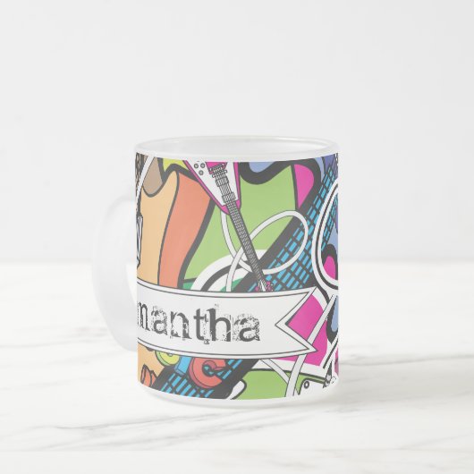 Gitaar Rock Muziek Frosted Glass Coffee Mok Cup (Voorkant links)