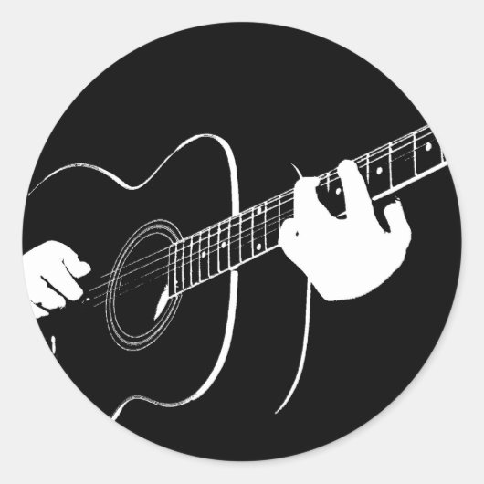 gitaar ronde sticker (Voorkant)