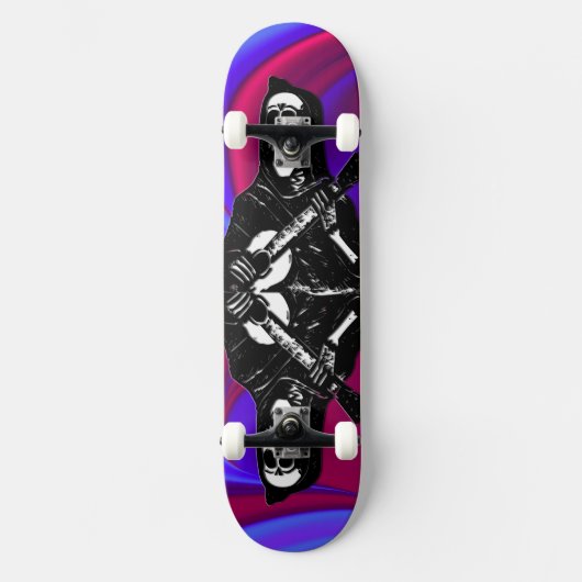 Gitaar Skelet Paarse Schaats Board Skateboard (Voorkant)