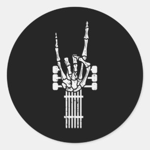 Gitaar Skelet Rock n Roll Rocker Sign Punk Hallo Ronde Sticker
