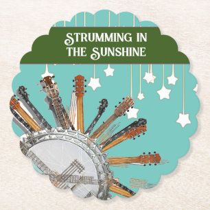 GITAAR SNAREN IN DE ZON KARTONNEN ONDERZETTERS