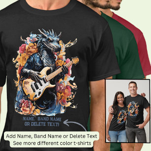 Gitaar Spelen Blauw Sinaasappel Dragon Band Naam T-shirt