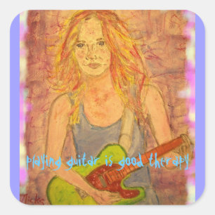 gitaar spelen is goede therapie vierkante sticker