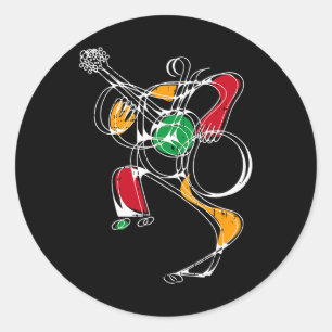 Gitaar Speler Line Art Black Geschiedenis Maand Kl Ronde Sticker