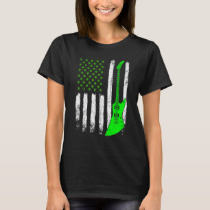 Gitaar St Patrick's Day Amerikaanse Vlag Ierse Cul T-shirt