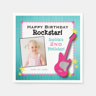 Gitaar & sterren meisjes rockster verjaardag servetten