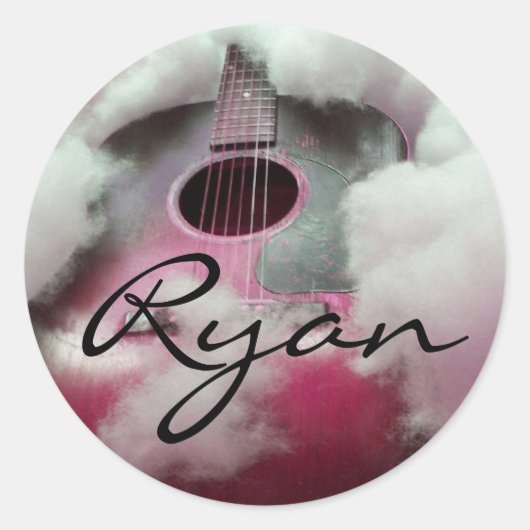 Gitaar sticker voor naam RYAN (Voorkant)