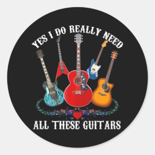 Gitaar thema gitaar speler heeft deze gitaren nodi ronde sticker