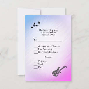 Gitaar Thema Parelmoer Paars RSVP met Menu Keuze