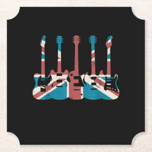  gitaar Vlag Groot-Brittannië - gitaarspeler Kartonnen Onderzetters