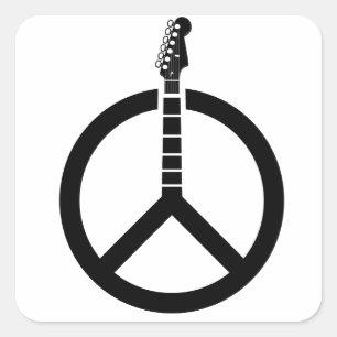 Gitaar Vredesteken Vierkante Sticker