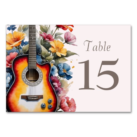 Gitaar Wildflower Musical Country Spring Wedding Kaart (Voorkant)
