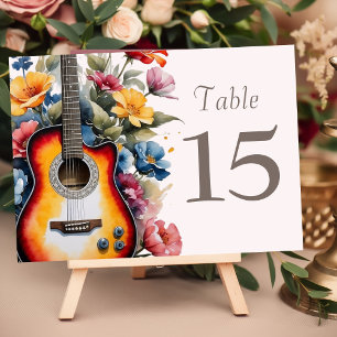 Gitaar Wildflower Muziekaal Landelijk Lente Huweli Kaart