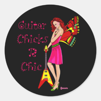 gitaarfee ronde sticker