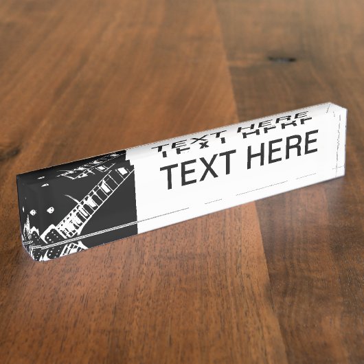 gitaarhalsstempel zwart en wit naambordje (Zijkant)