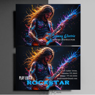 Gitaarinstructeur Rock Star Visitekaartje