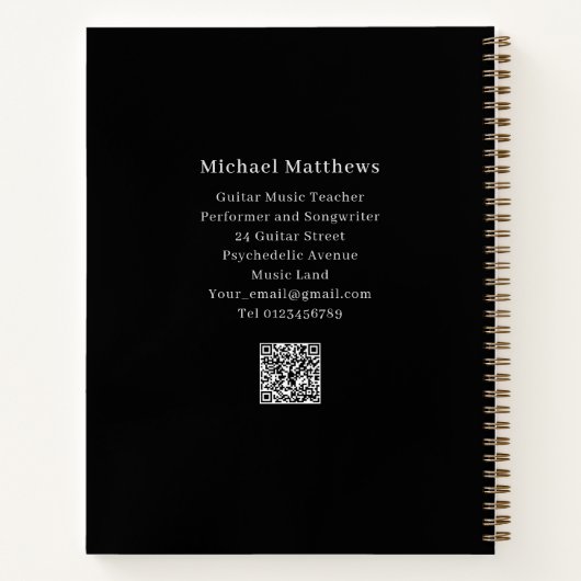 Gitaarleraar Custom Student Music Lesson Notitieboek (Achterkant)