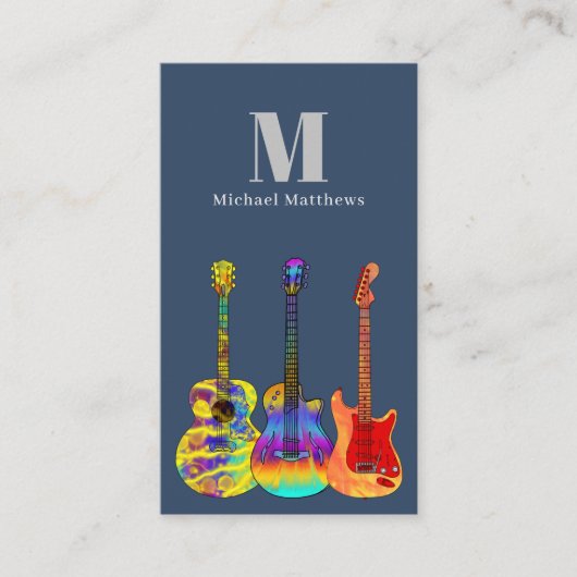 Gitaarleraar Logo en Social Media Custom Visitekaartje (Voorkant)