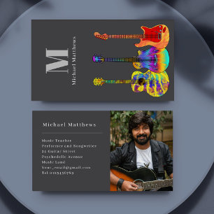 Gitaarleraar Musicus Aangepaste foto Visitekaartje