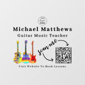 Gitaarleraar Muzieklessen QR Code Venster Cling Raamsticker (Vel)