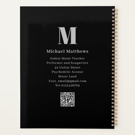 Gitaarleraar Muzieklessen Student Custom Planner (Achterkant)