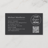 Gitaarleraar Muzikant Aangepaste QR-code en Logo Visitekaartje (Achterkant)