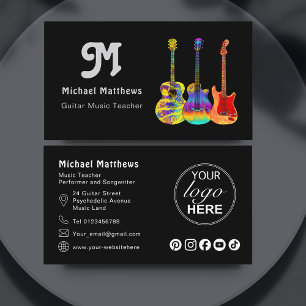 Gitaarleraar Muzikant Logo Sociale Media Visitekaartje