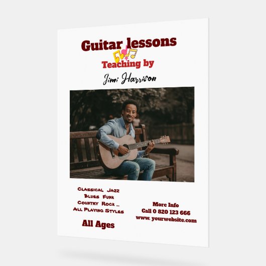 Gitaarleraar op maat gemaakte acrylen bord (Hoek)