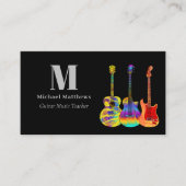 Gitaarleraar QR Code en Social Media Custom Visitekaartje (Voorkant)