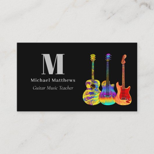 Gitaarleraar QR Code en Social Media Custom Visitekaartje (Voorkant)