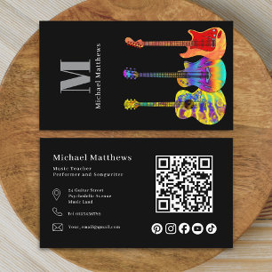 Gitaarleraar QR-code en sociale media op maat Visitekaartje