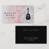 Gitaarlessen faux glitter sprankelend effect visitekaartje (Voorkant / Achterkant)
