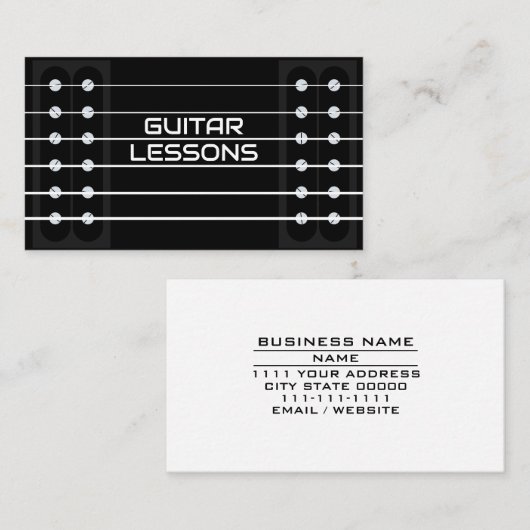 Gitaarlessen muziekleraar Gitarist Instructeur Visitekaartje (Voorkant / Achterkant)