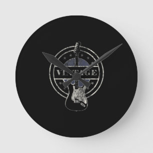 gitaarliefhebber retro gitaargeschenk ronde klok