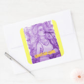gitaarmeisje vierkante sticker (Envelop)