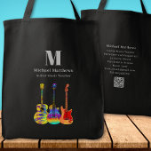 Gitaarmuziekdocent Aangepaste QR-code Tote Bag