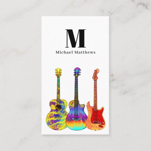 Gitaarmuziekdocent QR Code Social Media Custom Visitekaartje (Voorkant)