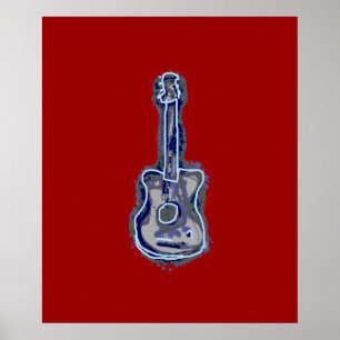 gitaarmuziekkunst voor de muur poster